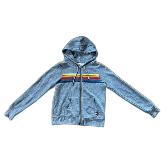 AVIATOR NATION Gray Rainbow Full Zip Hoodie Top Women's Size Small - Picture 3 of 10